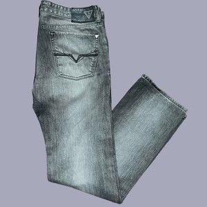 Guess USA Slim Straight Grey Washed Denim Jeans Cotton Men's Size 36 x 36